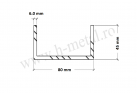 Profil U aluminiu 80x45x6.0 mm 1